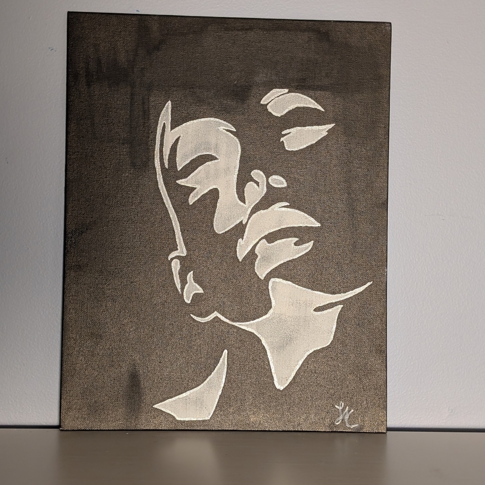 Hand painted Abstract Face Art Canvas in Black and White